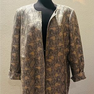 Chico's Beige and Gray Snake Print Patterned Jacket